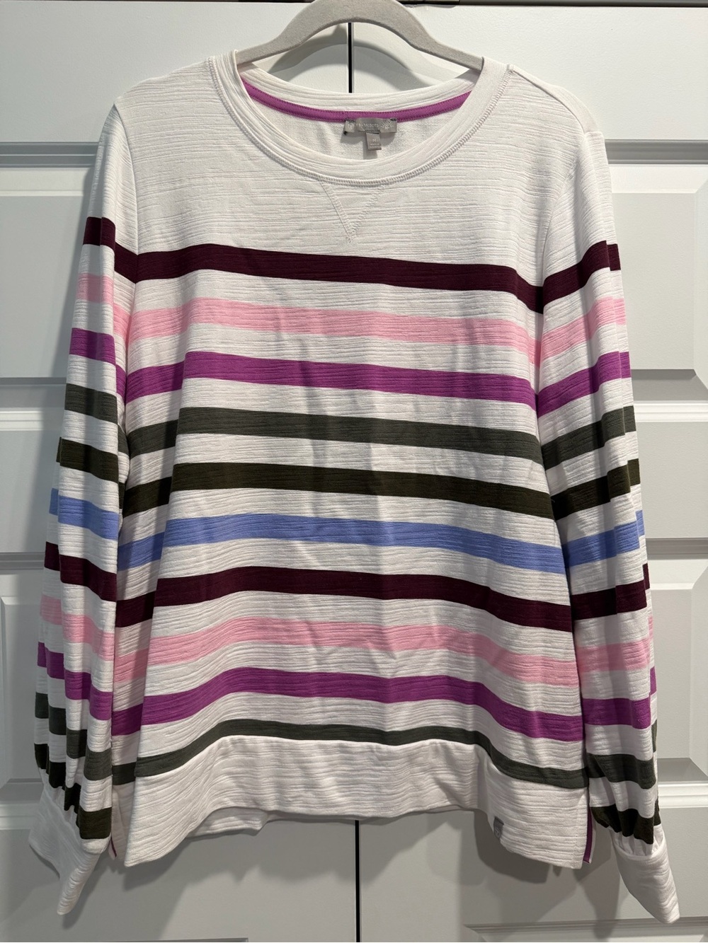 T by Talbots Striped Long Sleeve Crewneck Top - Multicolor Stripes